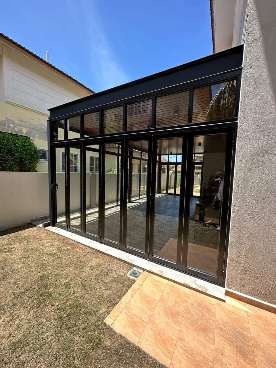 Glass Doors and Ceiling Roof