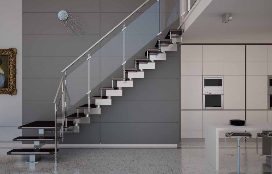 Glass Staircase with Stainless Steel Handrail